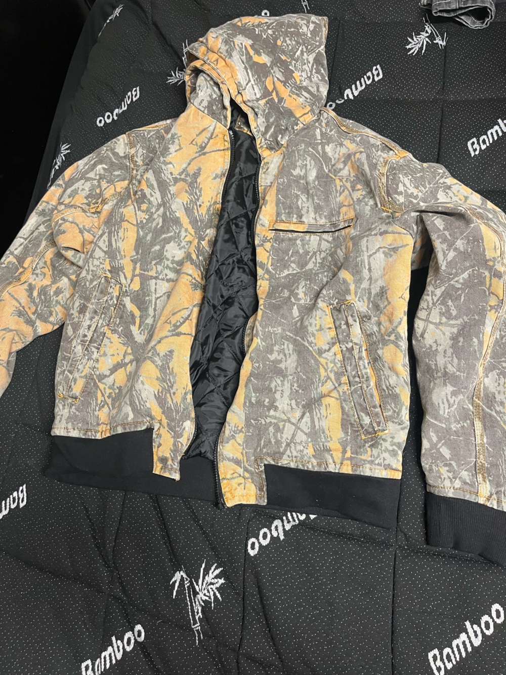 Reason Men’s  Camo Hooded fashion Jacket - Yellow & Gray